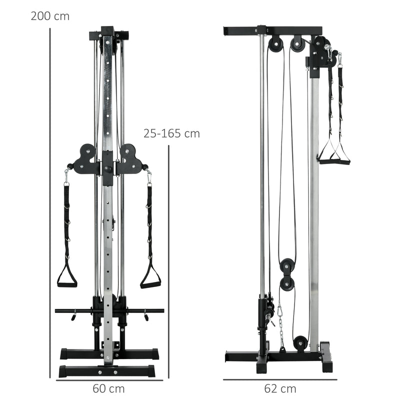 SPORTNOW Wall Mount Cable Machine, 15 Positions Adjustable Cable Crossover Machine Dual Pulley System for Home Gym