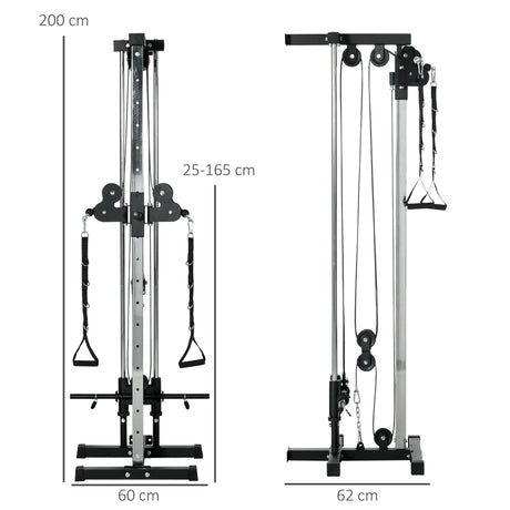 SPORTNOW Wall Mount Cable Machine, 15 Positions Adjustable Cable Crossover Machine Dual Pulley System for Home Gym