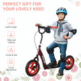 AIYAPLAY Kids Scooter with Adjustable Handlebar, Children's Kick Scooter with Non-slip Footplate, Rear Brake, Kickstand, Red