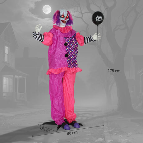 Outsunny 57 Scary Animated Clown Decoration - Pink/Purple