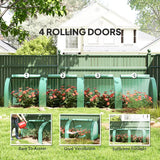 Outsunny Mini Greenhouse, Small Polytunnel Green House with Zipped Doors, Steel Frame for Garden, 395 x 100 x 80cm, Green