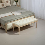 HOMCOM Vintage Wooden Bed End Bench - Cream White