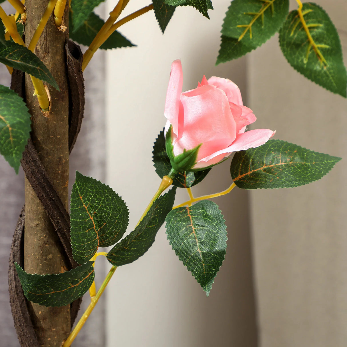 Outsunny Set of 2 Artificial Plants Pink Rose Floral in Pot, Fake Plants for Home Indoor Decor, 90cm