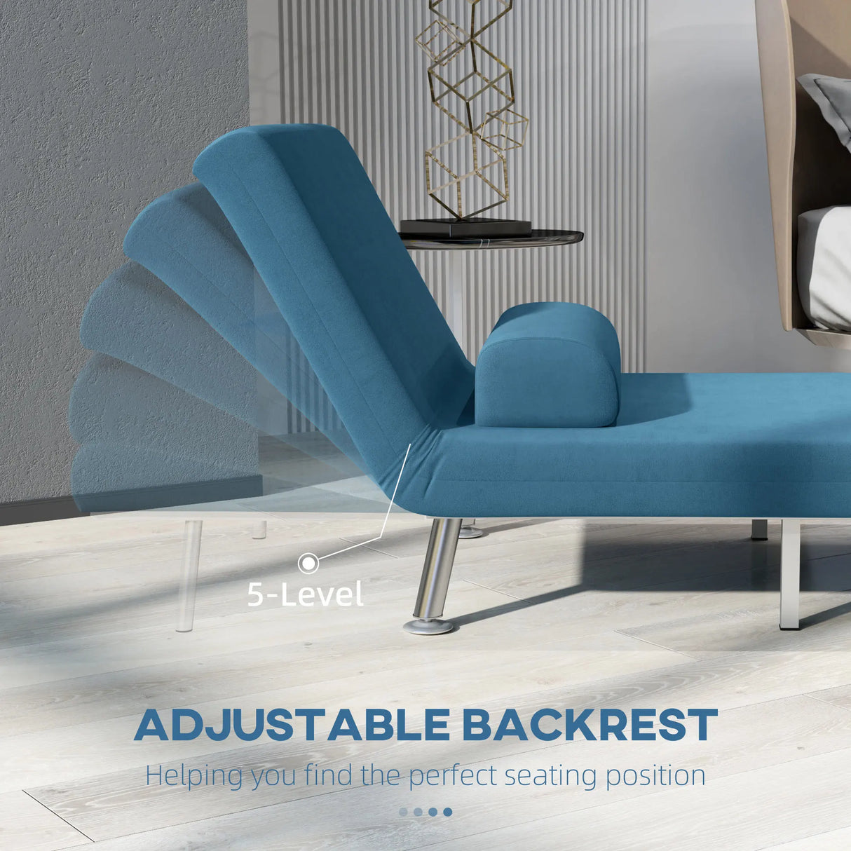 HOMCOM Single Velvet-Feel Sleeper Chair - Blue