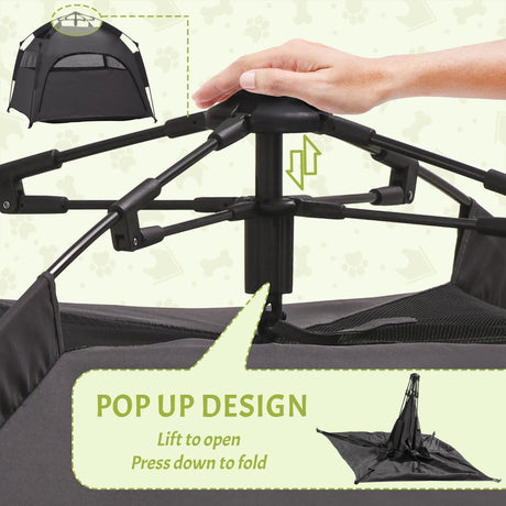 PawHut Foldable Dog Cat Tent with Water-Resistant Oxford, Carry Bag for Extra Large Dog, Charcoal Grey