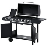 Outsunny Seven Burner Gas Grill, with Integrated Thermometer and Storage