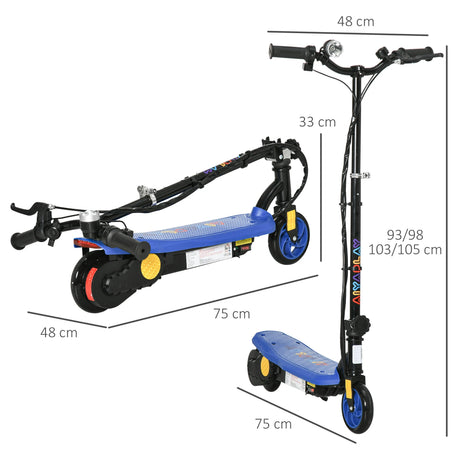HOMCOM Foldable Electric Scooter, with LED Headlights, for Ages 7-14 Years, Blue