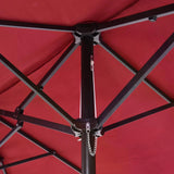 Outsunny 4.6m Double-Sided Patio Parasol Sun Umbrella-Wine Red