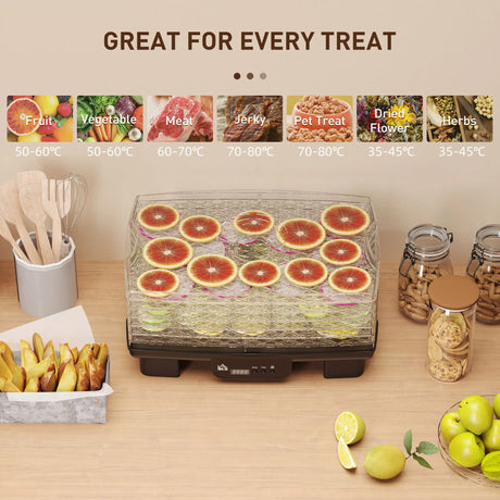 HOMCOM 40-70C Six-Tray Food Dehydrator - Black