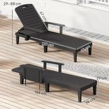 Outsunny Set of 2 Reclining Sun Loungers, 5 Positions Adjustable Outdoor Chaise Lounge Chair with Armrests, Black