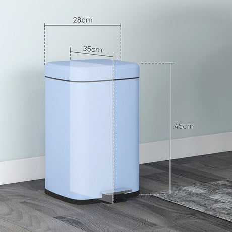 HOMCOM 20L Modern Boxy Metal Home Kitchen Bin - Light Blue