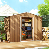Outsunny 8x6 Metal Storage Shed Galvanised Steel Frame with Sloped Roof & Double Door for Homeowners, Brown