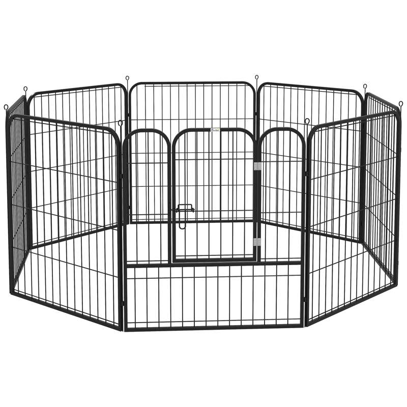 PawHut 8 Panels Heavy Duty Puppy Playpen, for Small and Medium Dogs, Indoor and Outdoor Use - Black