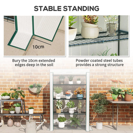 Outsunny Four-Tier Mini Greenhouse - Green/White