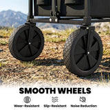 Outsunny 95L Foldable Festival Trolley on Wheels, Collapsible Wagon Cart with Adjustable Handle and 2 Cup Holders, Black
