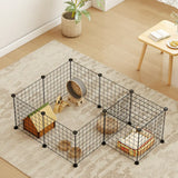 PawHut DIY Pet Playpen Metal Wire Fence 12 Panel Enclosure Indoor Outdoor Guinea Pig Bunny Small Animals Cage Black