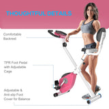 HOMCOM Exercise Bike Fitness Bicycle Indoor trainer Foldable 8-level Magnetic Resistance Adjustable w/LCD Monitor Pulse Sensor, Pink