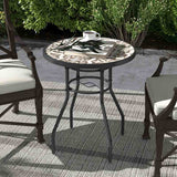 Outsunny Φ60 Garden Table, with Glass Printed Tabletop - Brown