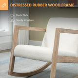 HOMCOM Rocking Chair, Upholstered Sofa Armchair with Cushion and Wood Base for Living Room and Bedroom, Cream White