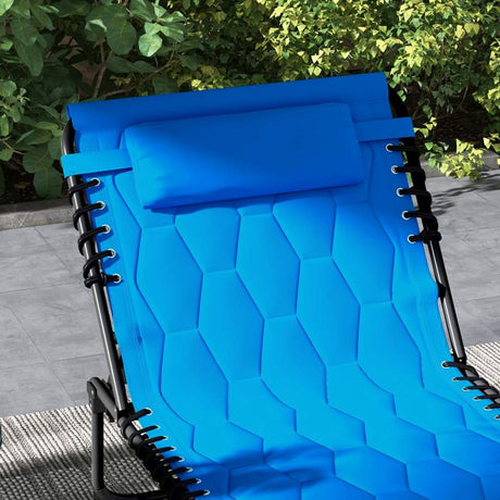 Outsunny Set of Two Sun Loungers, with Five-Position Reclining Backs - Blue