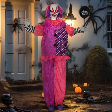 Outsunny 5273 Scary Animated Clown Decoration - Pink/Purple