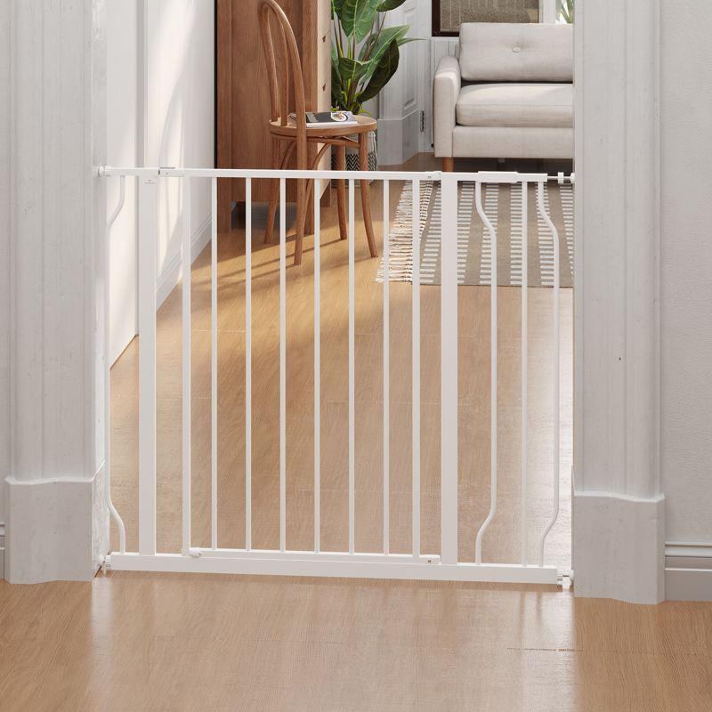 PawHut Wide Dog Safety Gate, with Door Pressure, for Doorways, Hallways, Staircases - White