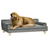 PawHut Dog Sofa, with Wooden Legs, Water-Resistant Fabric, for Medium & Large Dogs - Grey