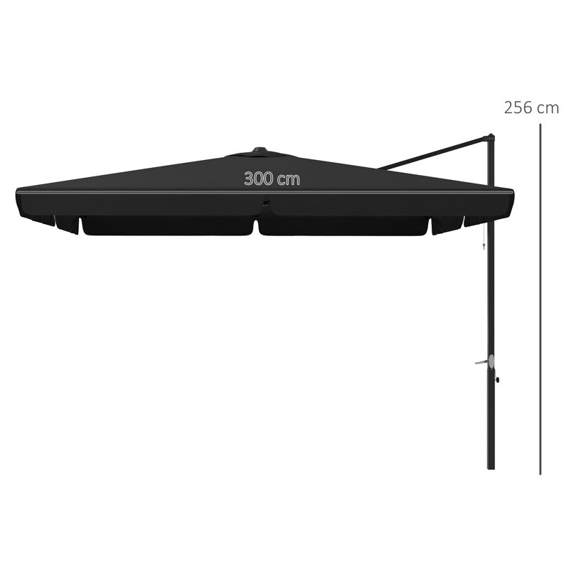 Outsunny 3m Cantilever Parasol, with Four-Position Canopy - Grey