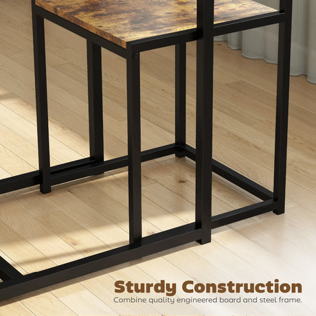 HOMCOM 3 Piece Table Stool Set - Rustic Brown
