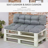 Outsunny 2Pcs Garden Tufted Pallet Cushions Seat Pad Back Cushion Indoor Outdoor Grey