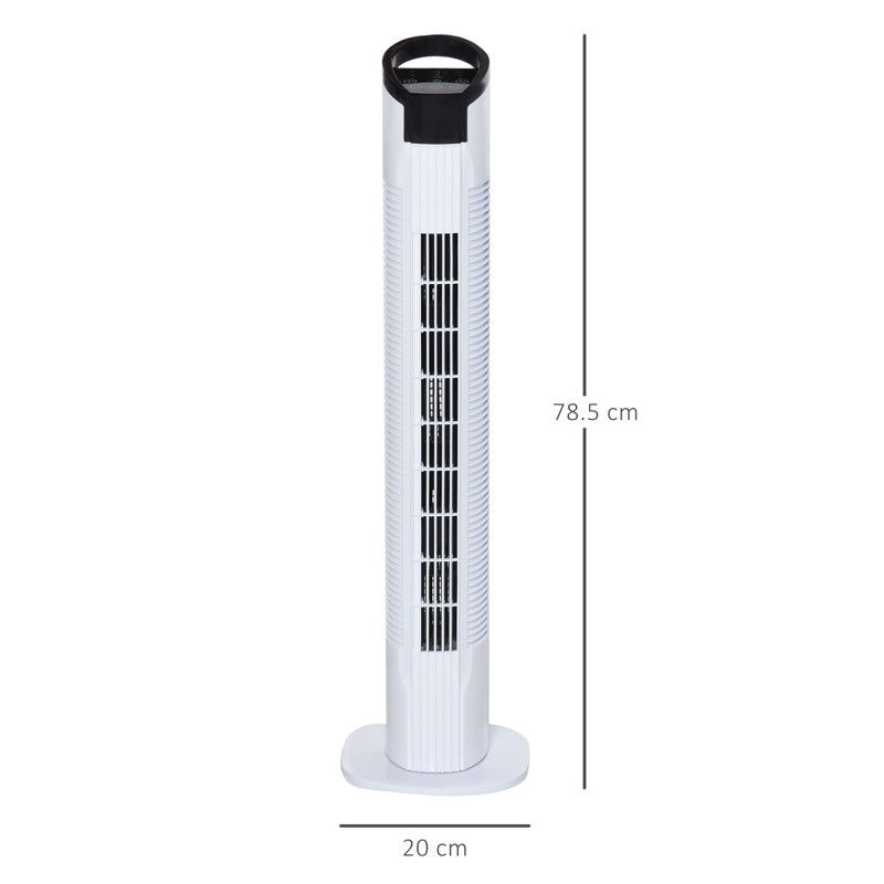 HOMCOM 31" Freestanding Tower Fan, 3 Speed 3 Mode, 7.5H Timer, Oscillating, LED Panel, Remote Control, 31 Inch Standing Fan, White