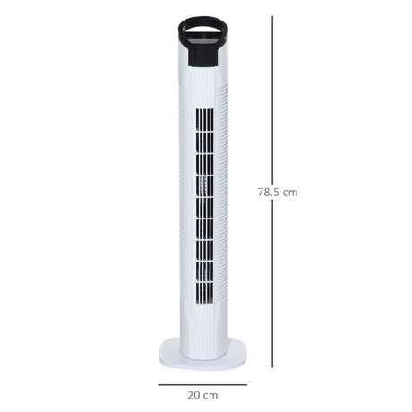 HOMCOM 31" Freestanding Tower Fan, 3 Speed 3 Mode, 7.5H Timer, Oscillating, LED Panel, Remote Control, 31 Inch Standing Fan, White