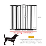 PawHut Pressure Fit Dog Stair Gate No Drilling Safety Gate Auto Close for Doorways, Hallways, 74-100cm Adjustable, 94cm Tall, Black