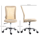 Vinsetto Computer Desk Chair, Mesh Office Chair with Adjustable Height and Swivel Wheels, Armless Study Chair, Beige