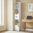 HOMCOM Bookcase with Drawers Adjustable Shelf Bookshelf with 2 Drawers and Cabinet 158 cm White