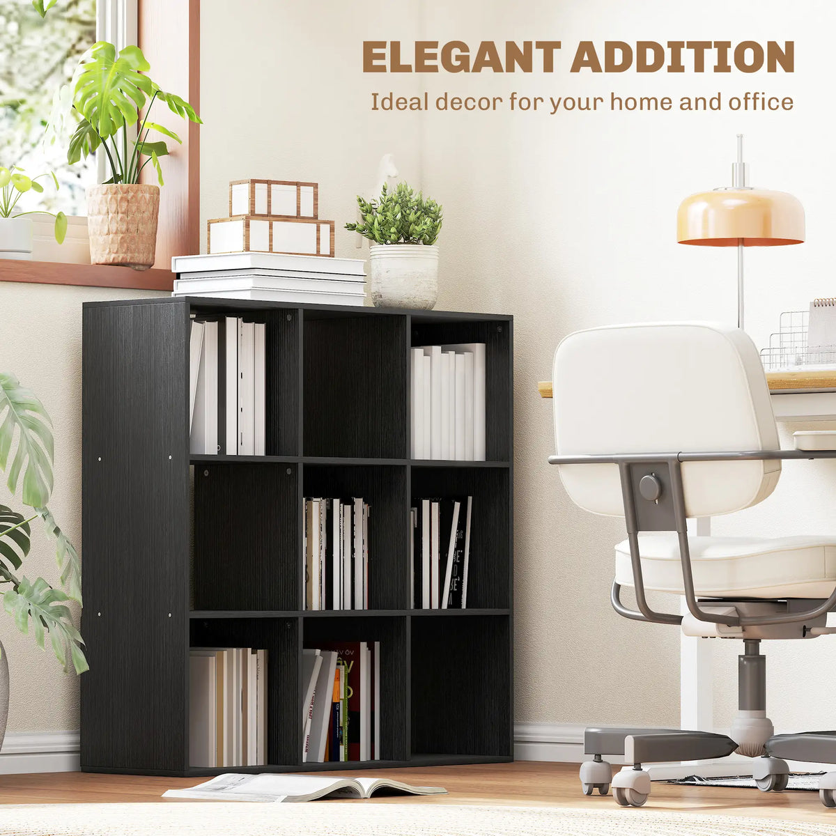 HOMCOM Nine-Cube Storage Shelf - Black