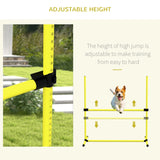 PawHut 4 Pieces Dog Agility Training Equipment, Adjustable Height Jumps Hurdle with Carrying Bag for Outdoor, Yellow