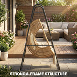 Outsunny Hammock Chair Stand Only 150KG Load Capacity for Indoor Outdoor, Black