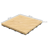 Outsunny 27 Pcs Wooden Interlocking Decking Tiles, 30 x 30 cm Anti-slip Outdoor Flooring Tiles, 0.81 per Pack, All Weather Use for Patio, Balcony, Terrace, Hot Tub, Yellow