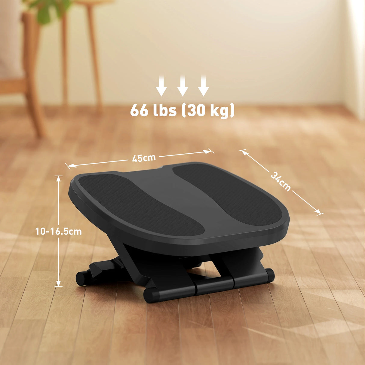 HOMCOM 0-30 Three-Height Under-Desk Support Footrest - Grey