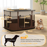 PawHut Foldable Dog Pen with Storage Bag for Indoor/Outdoor Use, Portable Pet playpen, with Ground Stakes - Brown