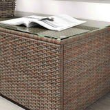 Outsunny 90 x 50cm Glass-Top Rattan Side Table - Brown