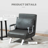 HOMCOM 4-in-1 Faux Suede Chair Bed - Grey