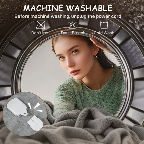 HOMCOM Electric Blanket with Dual Controllers, Machine Washable Heated Throw Blanket with Ultra Soft Flannel Fabric, 5 Heating Levels, 10 Hour Timer, Grey