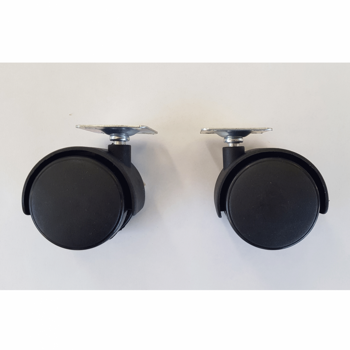 50mm Plastic Twin Wheel Castors with Mounting Plate x pack of 2 pcs